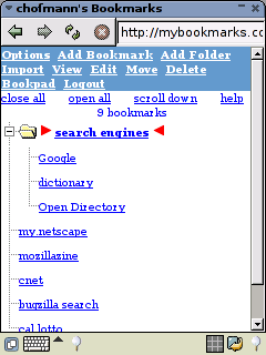 bookmarks stored on the server