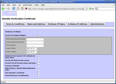 Screenshot of Insurance Form