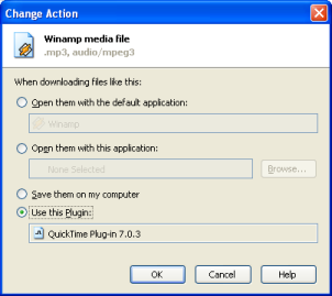 Change Action window