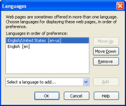 Languages Options Panel
